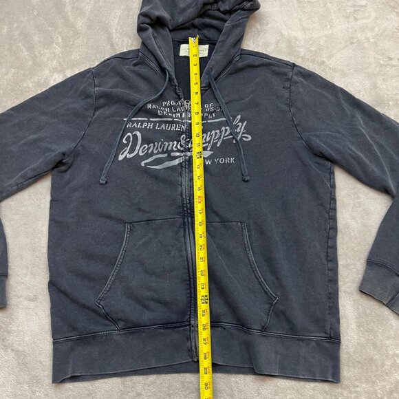 Ralph Lauren Denim And Supply New York Distressed Zip Up Hoodie Mens Size 2XL - Picture 5 of 8
